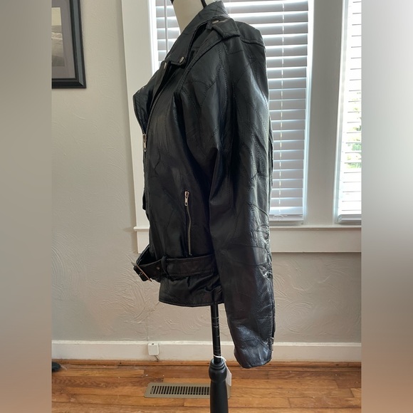 Flight Path Women’s Leather Patchwork Biker Bomber Flight Motorcycle Jacket Coat - Picture 2 of 10